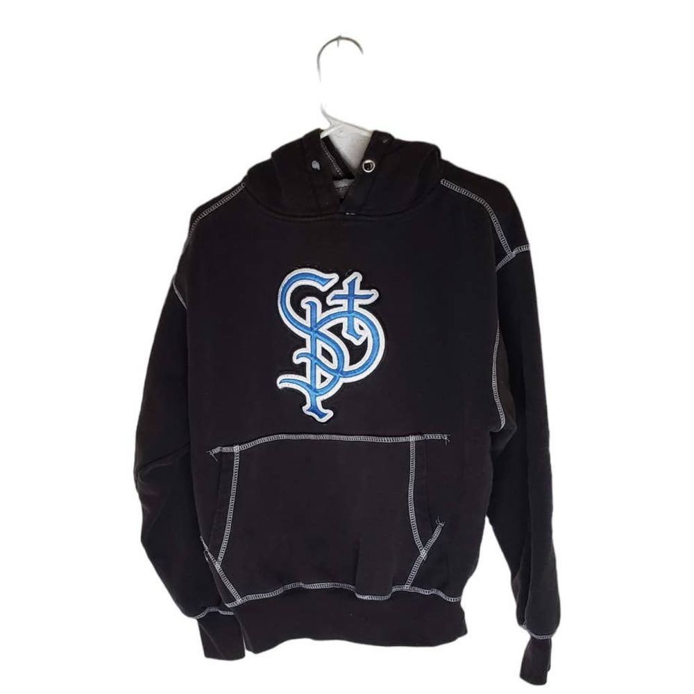 St Paul Saints Medium Black Heavyweight Hooded Pull Over Sweatshirt